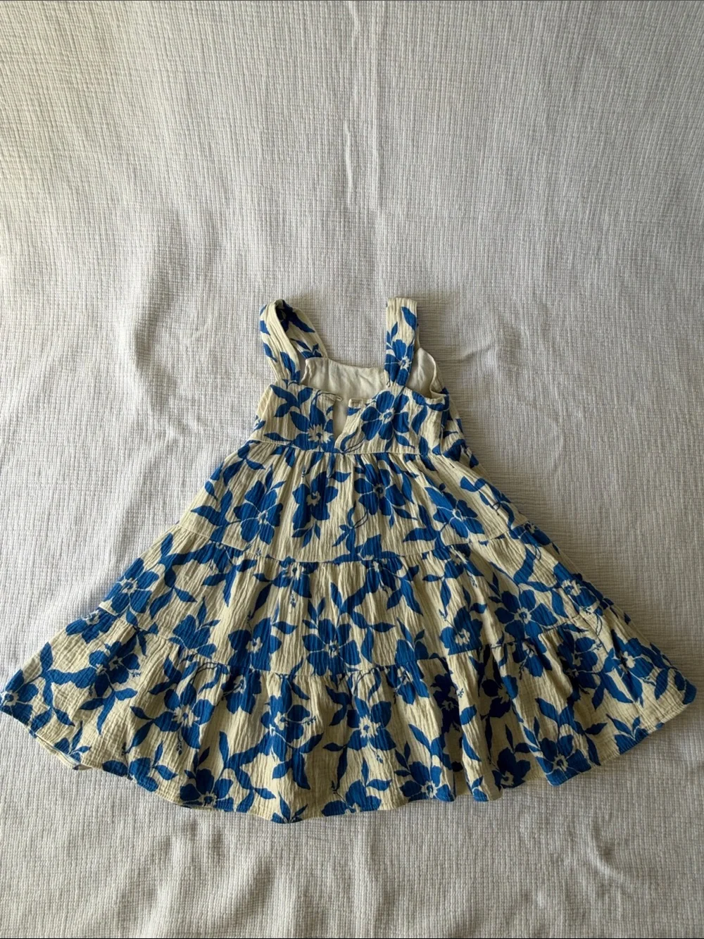 Zara Girls Blue Floral Tiered Sundress on Cream
